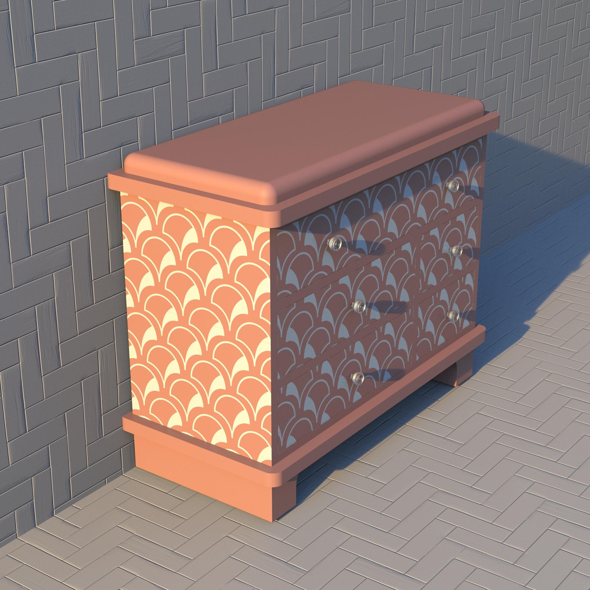 Indian Scallop Inspired Pink Chest of Drawers by Artisanal For Sale