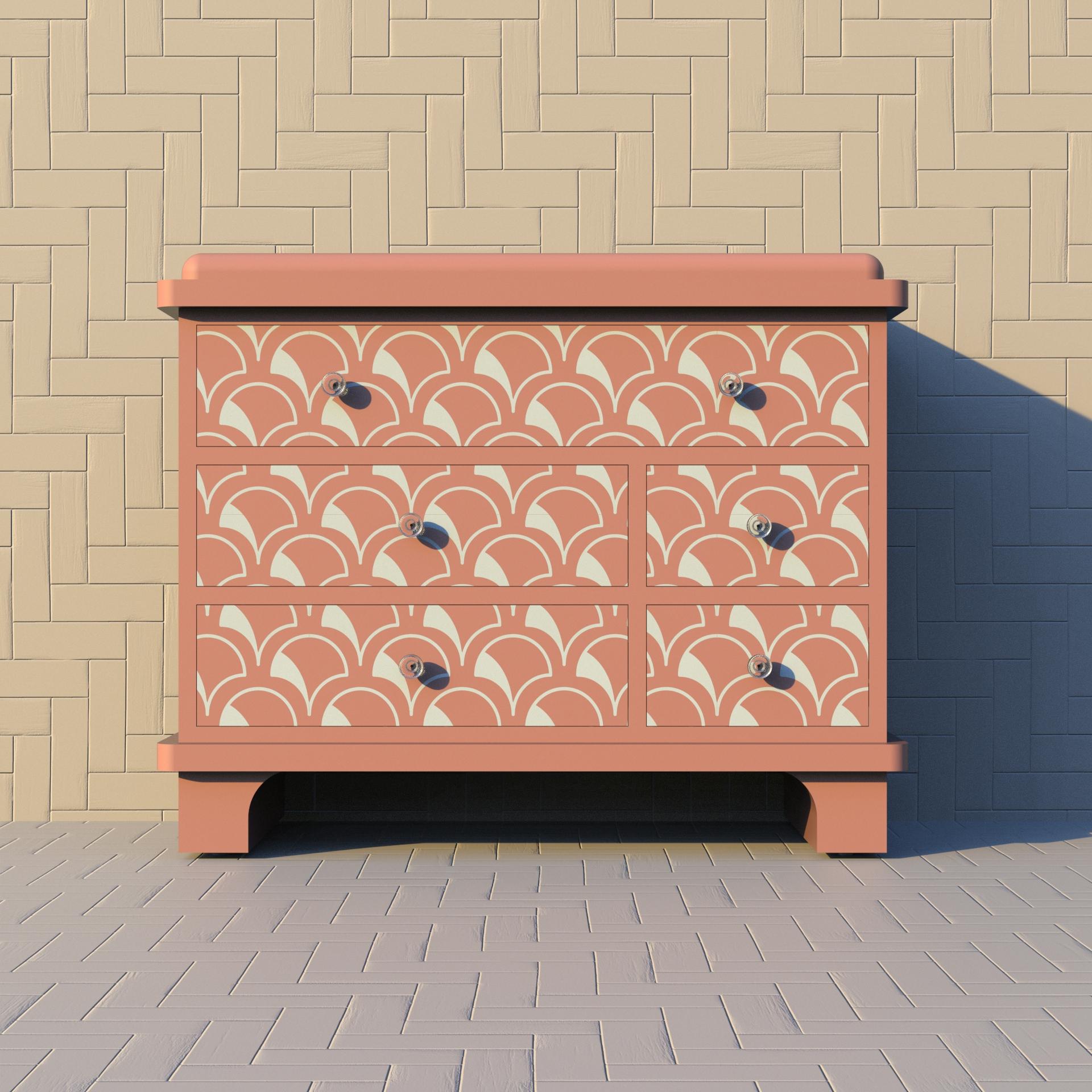Contemporary Scallop Inspired Pink Chest of Drawers by Artisanal For Sale