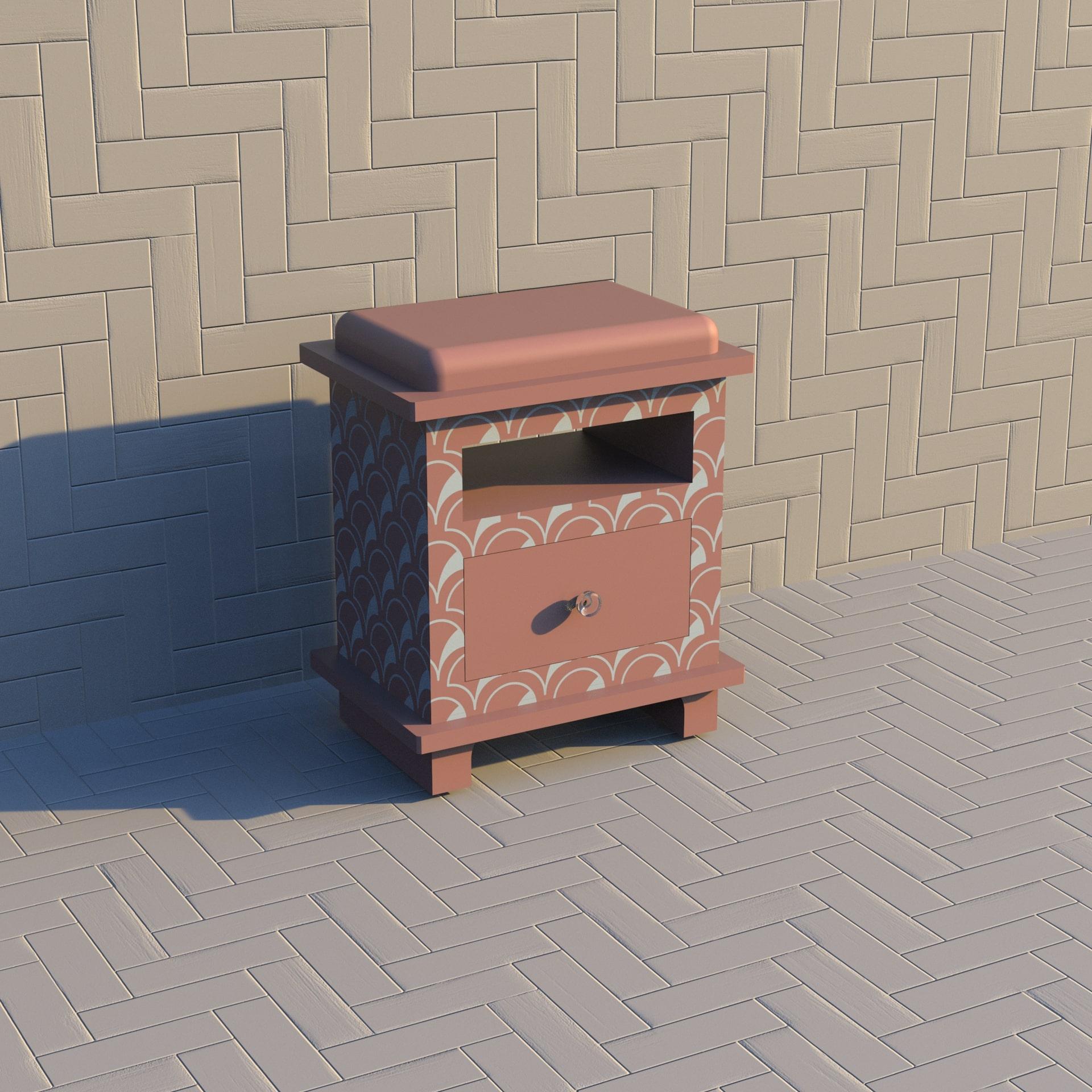 Indian Scallop Inspired Pink Night Stand, Side Table by Artisanal For Sale