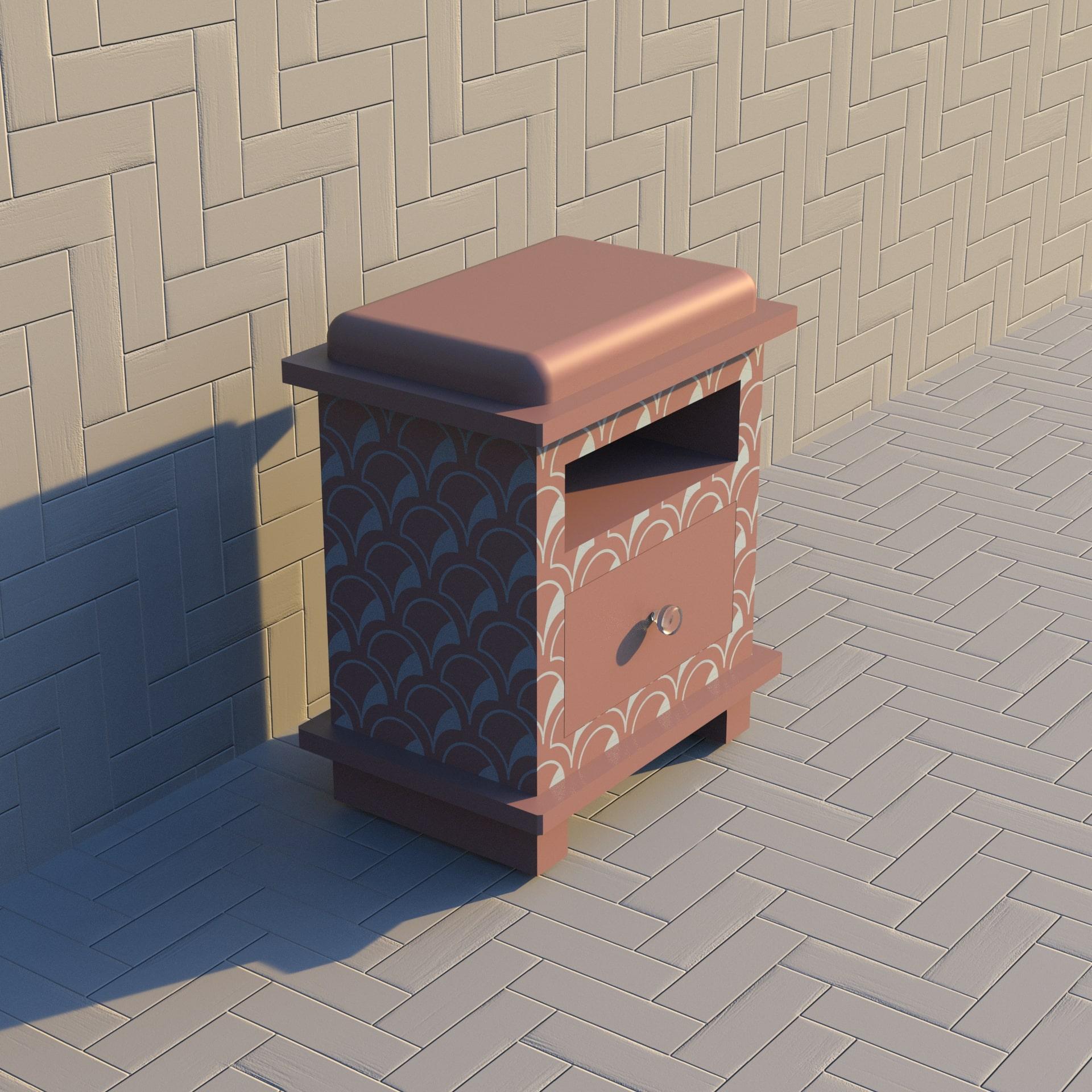 Inlay Scallop Inspired Pink Night Stand, Side Table by Artisanal For Sale