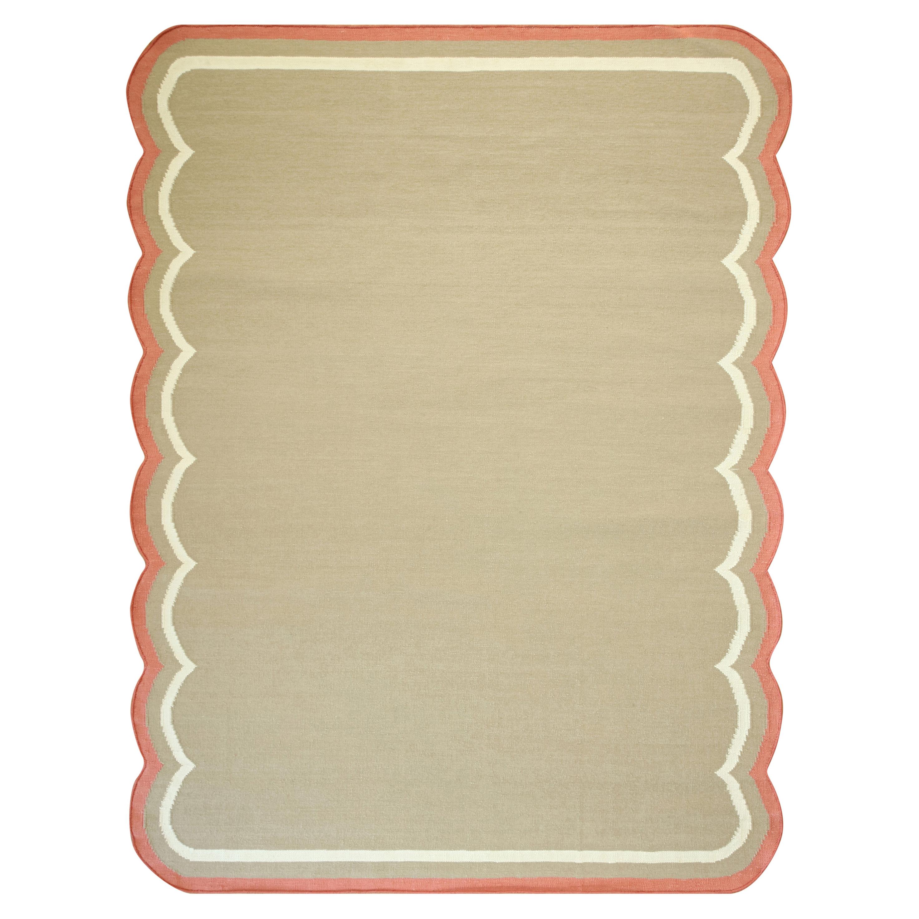 Flatwoven Scallop Rug in Coral: Salvesen Graham x Jennifer Manners  For Sale