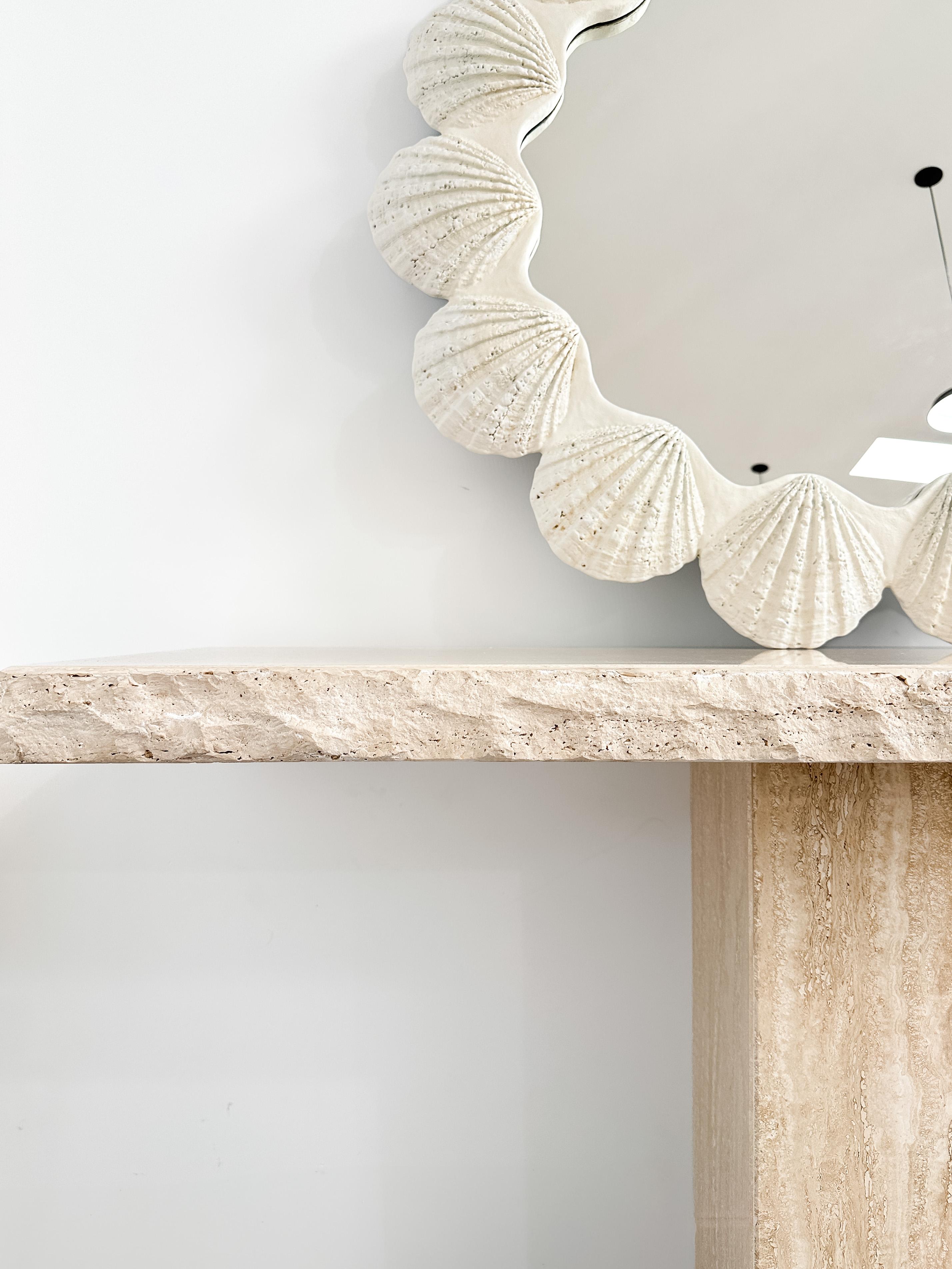 1970s Oversized Sculptural Seashell White Mirror In Excellent Condition In Tempe, AZ