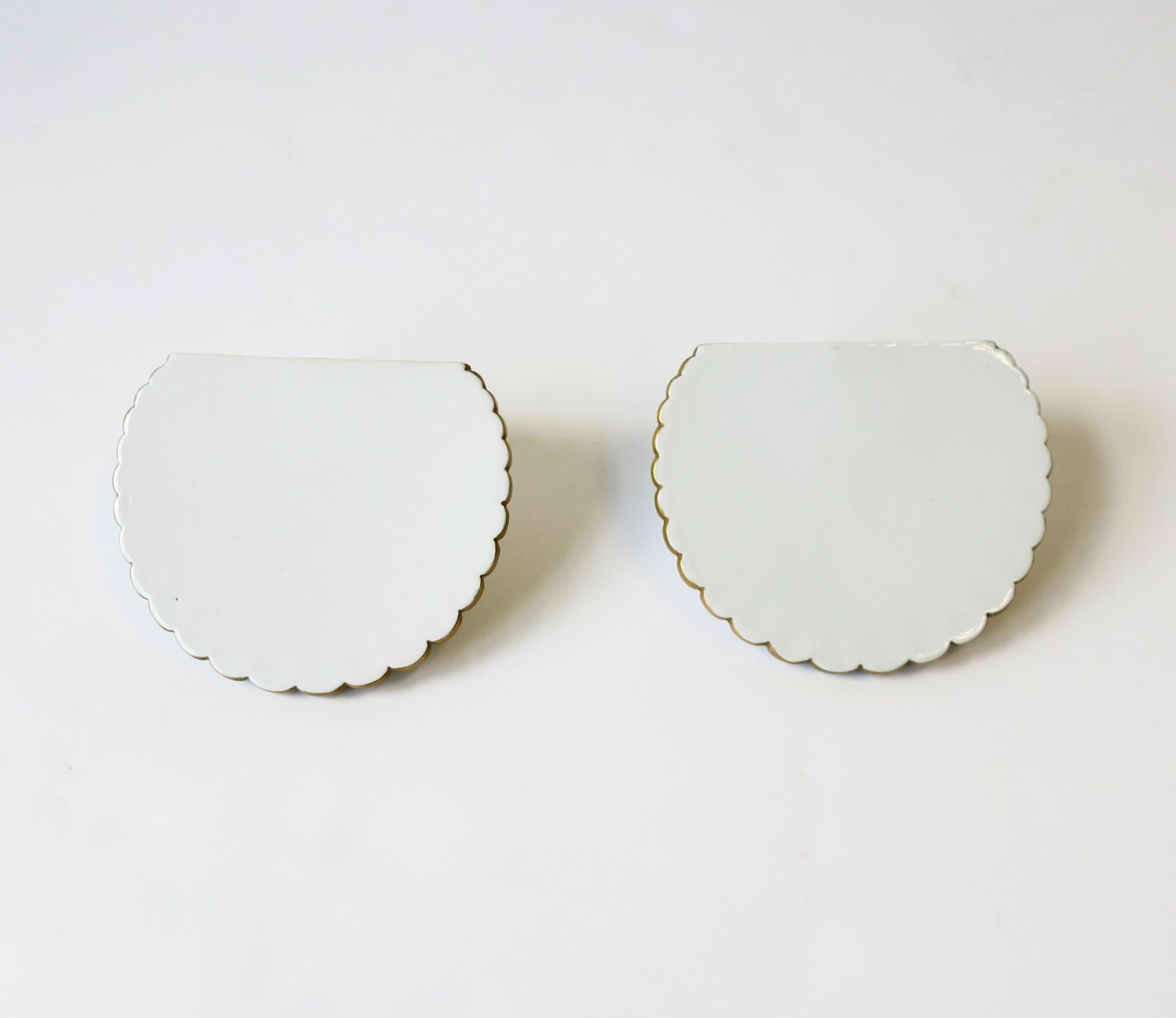 Wall Shelves or Brackets White and Gold with Scallop Seashell Design 1