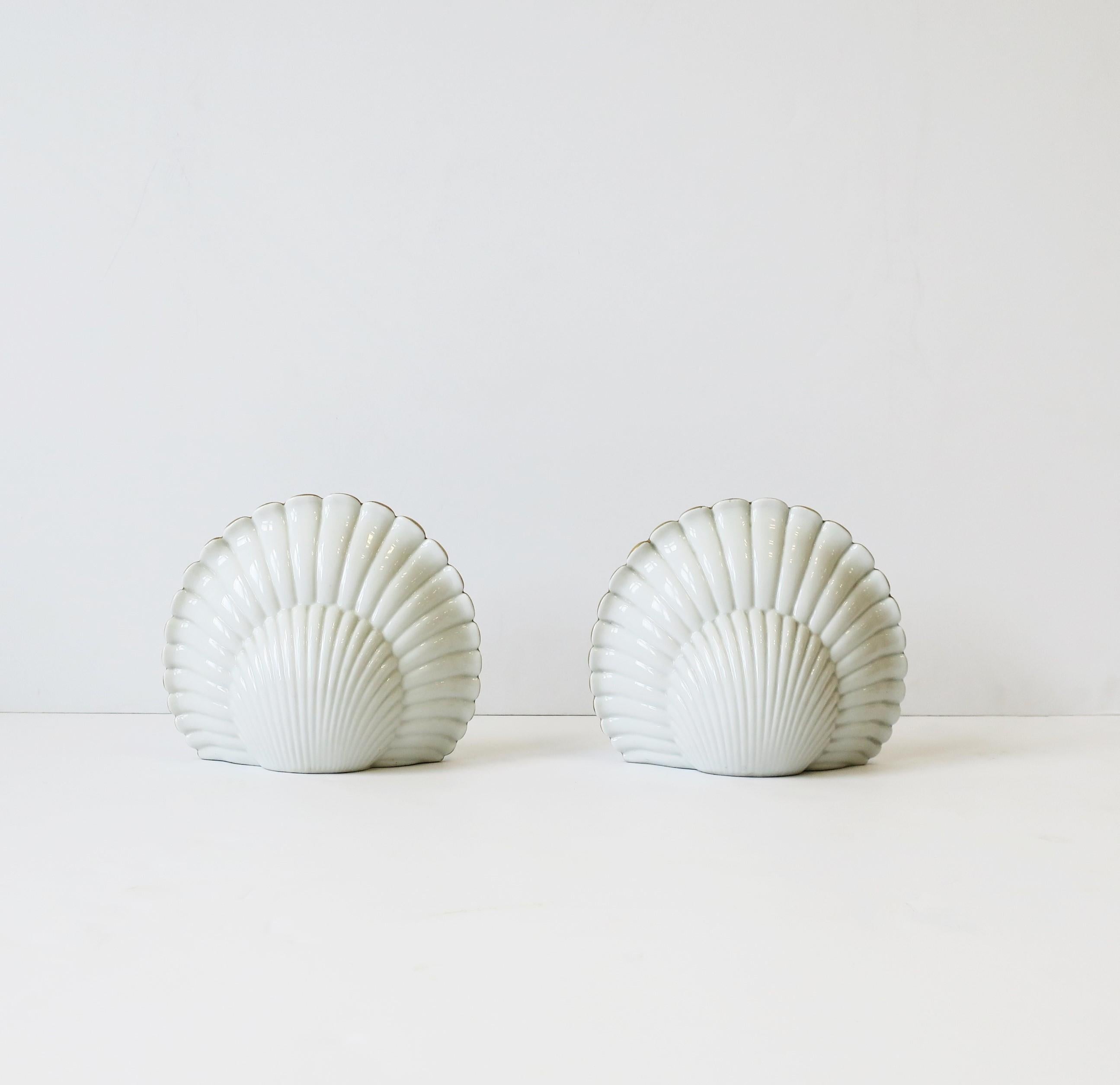 Wall Shelves or Brackets White and Gold with Scallop Seashell Design 2