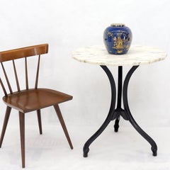 Scallop Shape Marble-Top Trim Legged Cast Iron Base Gueridon Breakfast Table