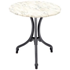 Scallop Shape Marble-Top Trim Legged Cast Iron Base Gueridon Breakfast Table