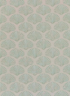 'Scallop Shell' Contemporary, Traditional Fabric in Plaster/Green