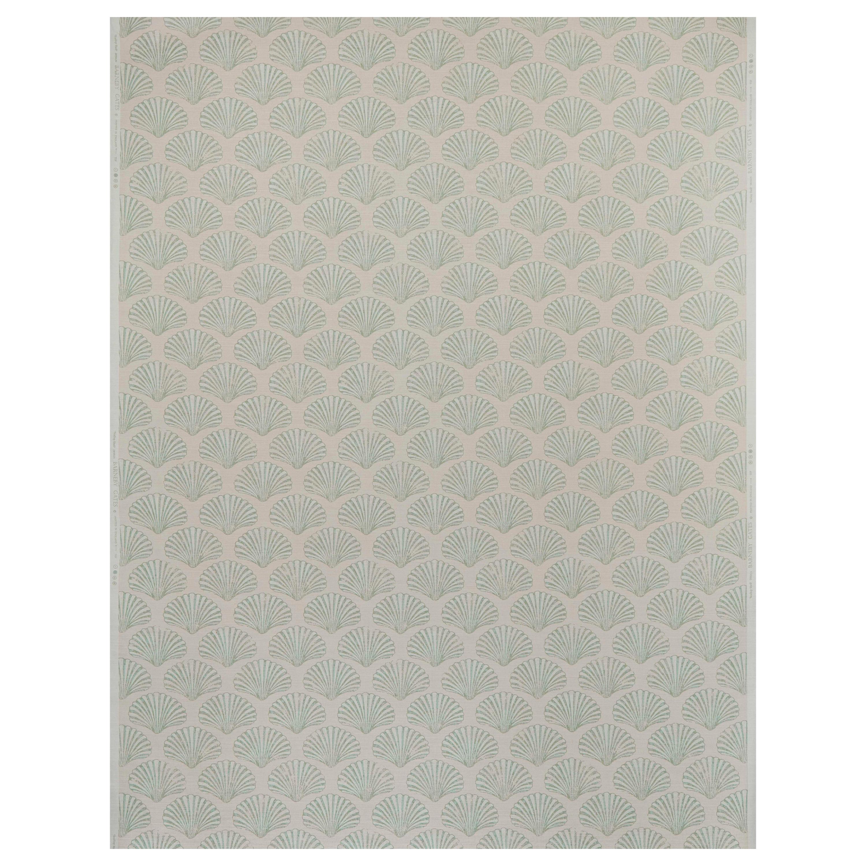 'Scallop Shell' Contemporary, Traditional Fabric in Plaster/Green For Sale