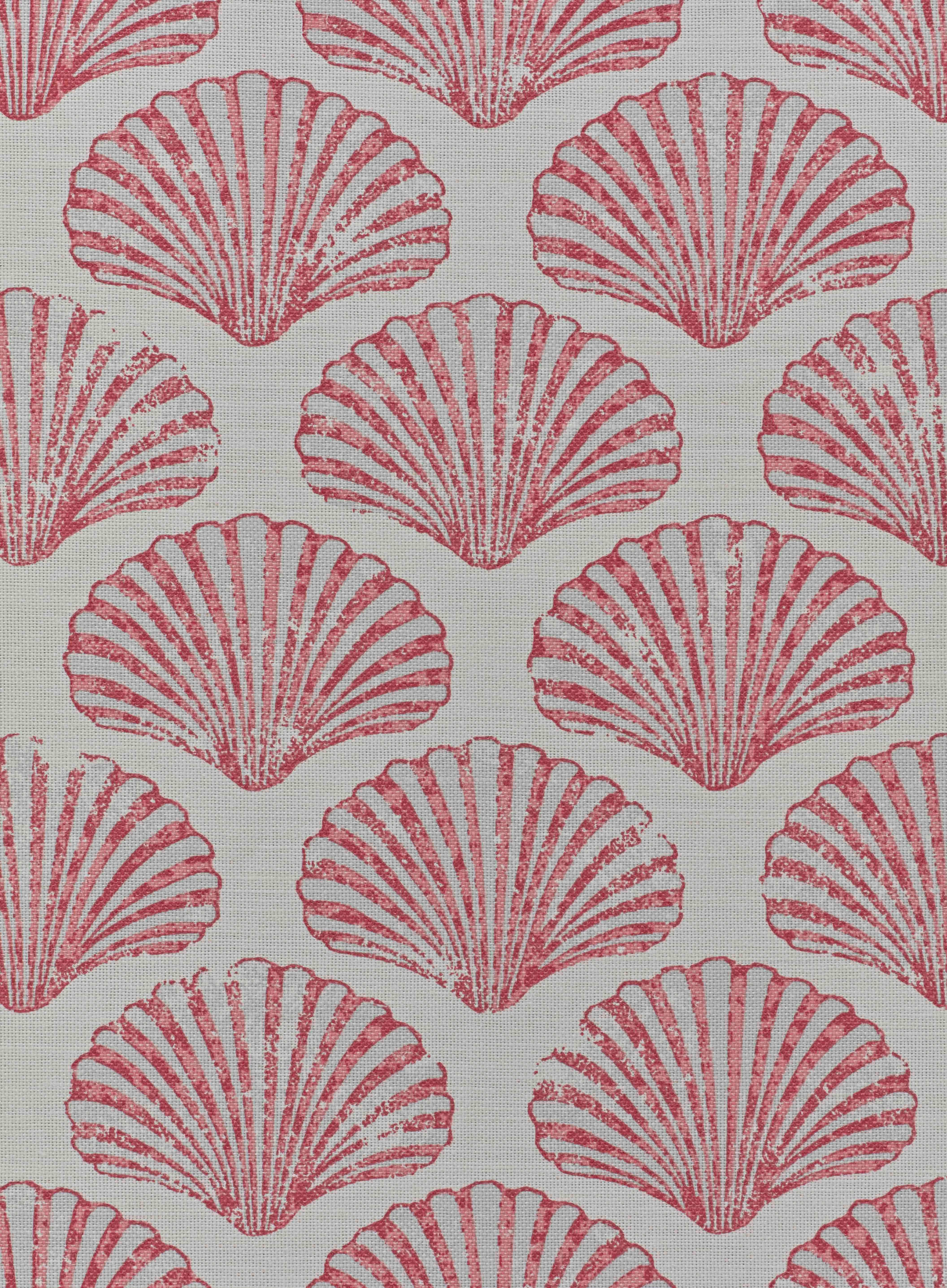 British 'Scallop Shell' Contemporary, Traditional Fabric in Red For Sale