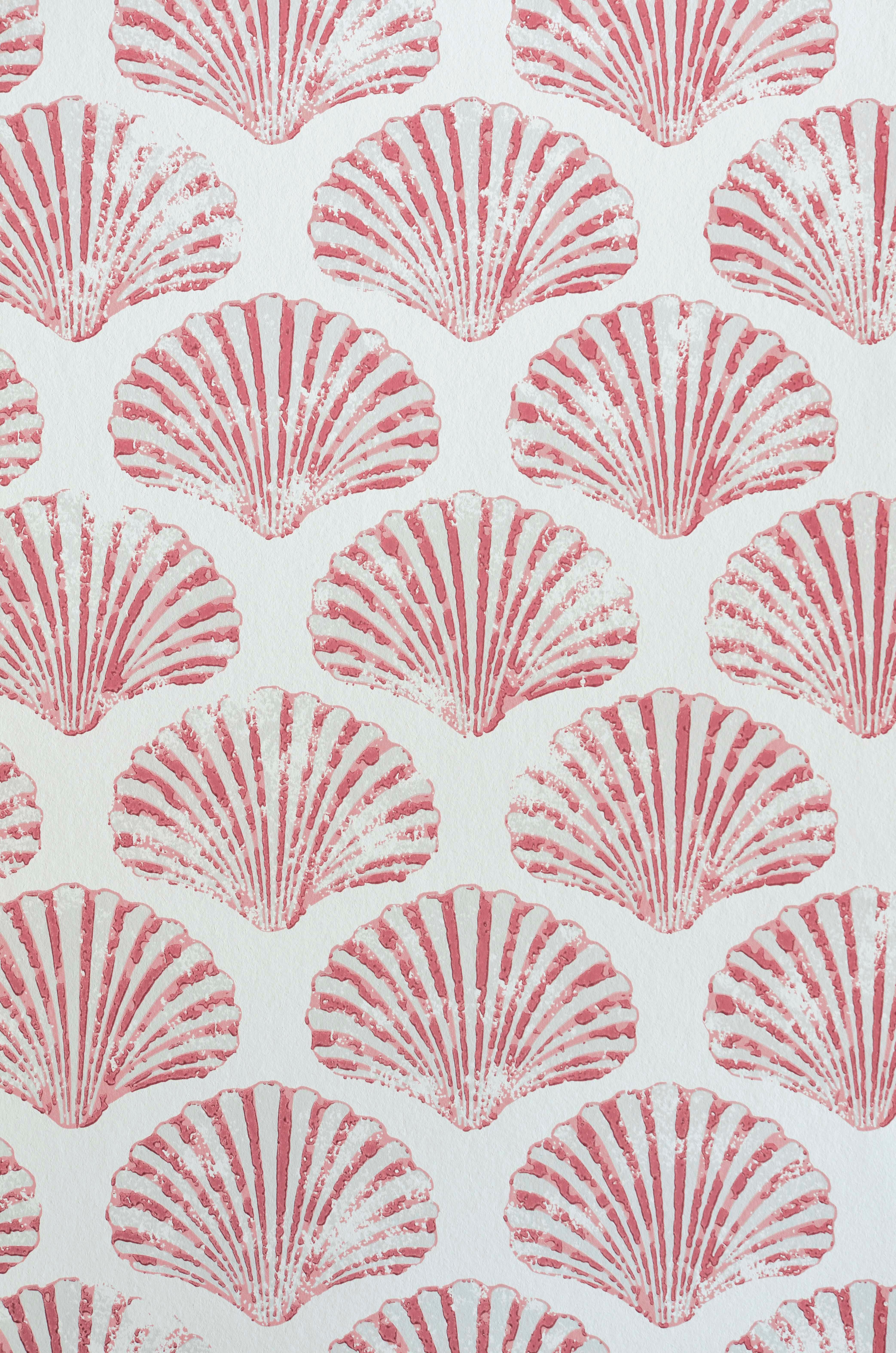British 'Scallop Shell' Contemporary, Traditional Wallpaper in Red  For Sale