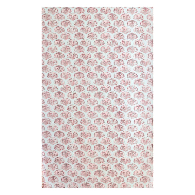 'Scallop Shell' Contemporary, Traditional Wallpaper in Red For Sale at