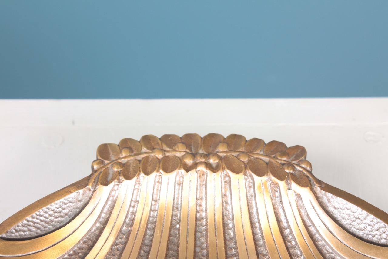 Mid-Century Modern Scallop Shell Dish in Solid Brass, Designed and Made in Denmark, 1940s For Sale