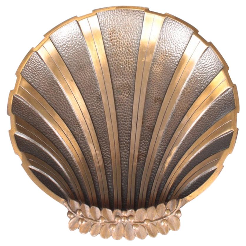 Scallop Shell Dish in Solid Brass, Designed and Made in Denmark, 1940s For Sale