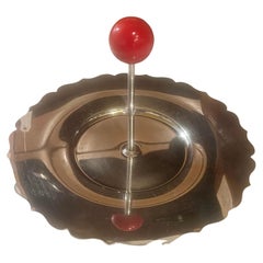 Scalloped Art Deco Chome & Bakelite Serving Tray