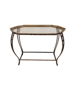 Scalloped Brass-Edged Tray Top Accent / Side Table