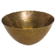 Scalloped Brass Speckled Bowl Hand Hammered Fairthorne Studios Canada 1994
