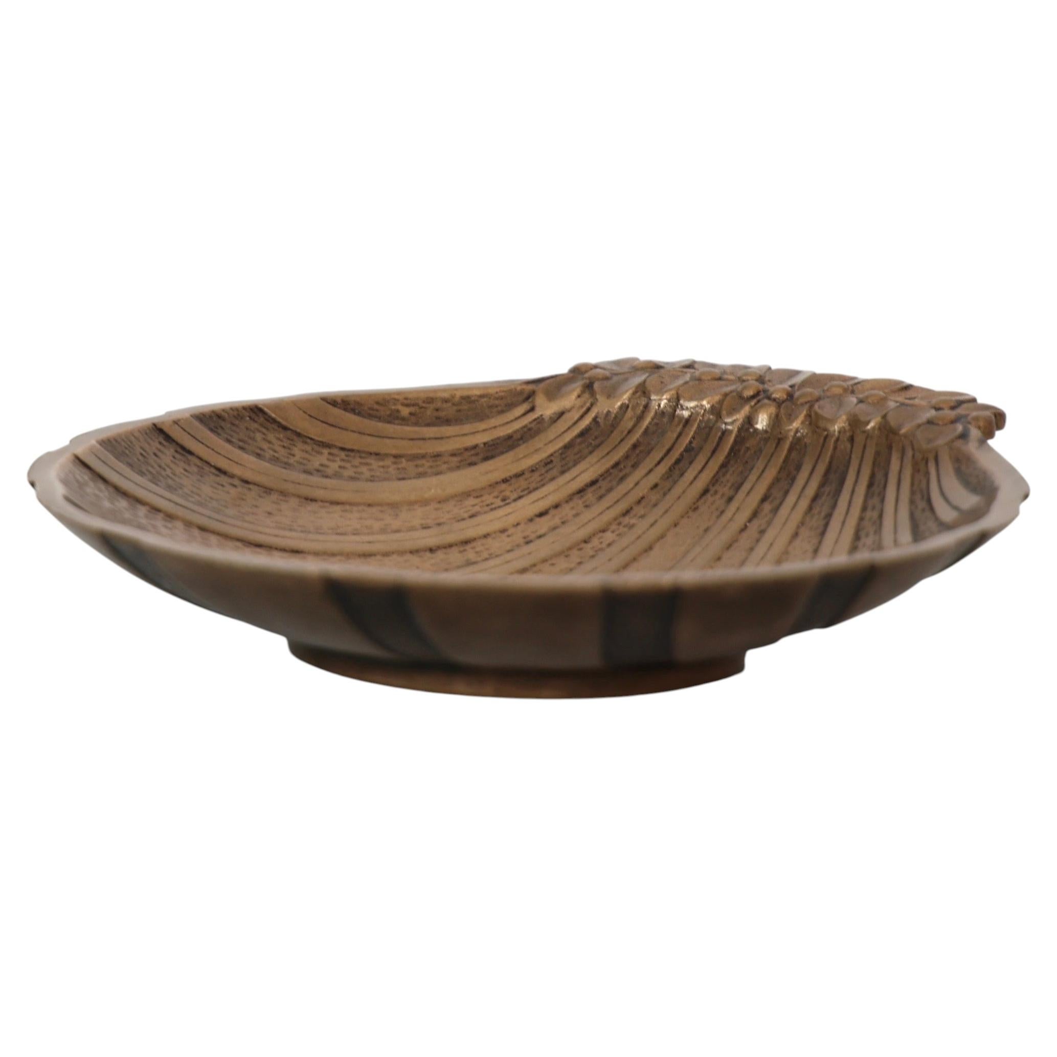 Scalloped Bronze Bowl by Niels Dam Ravn, 1930s, Denmark