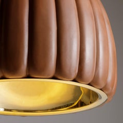 Scalloped Brown Ceramic Pendant Lamp