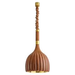 Scalloped Brown Ceramic Pendant Lamp
