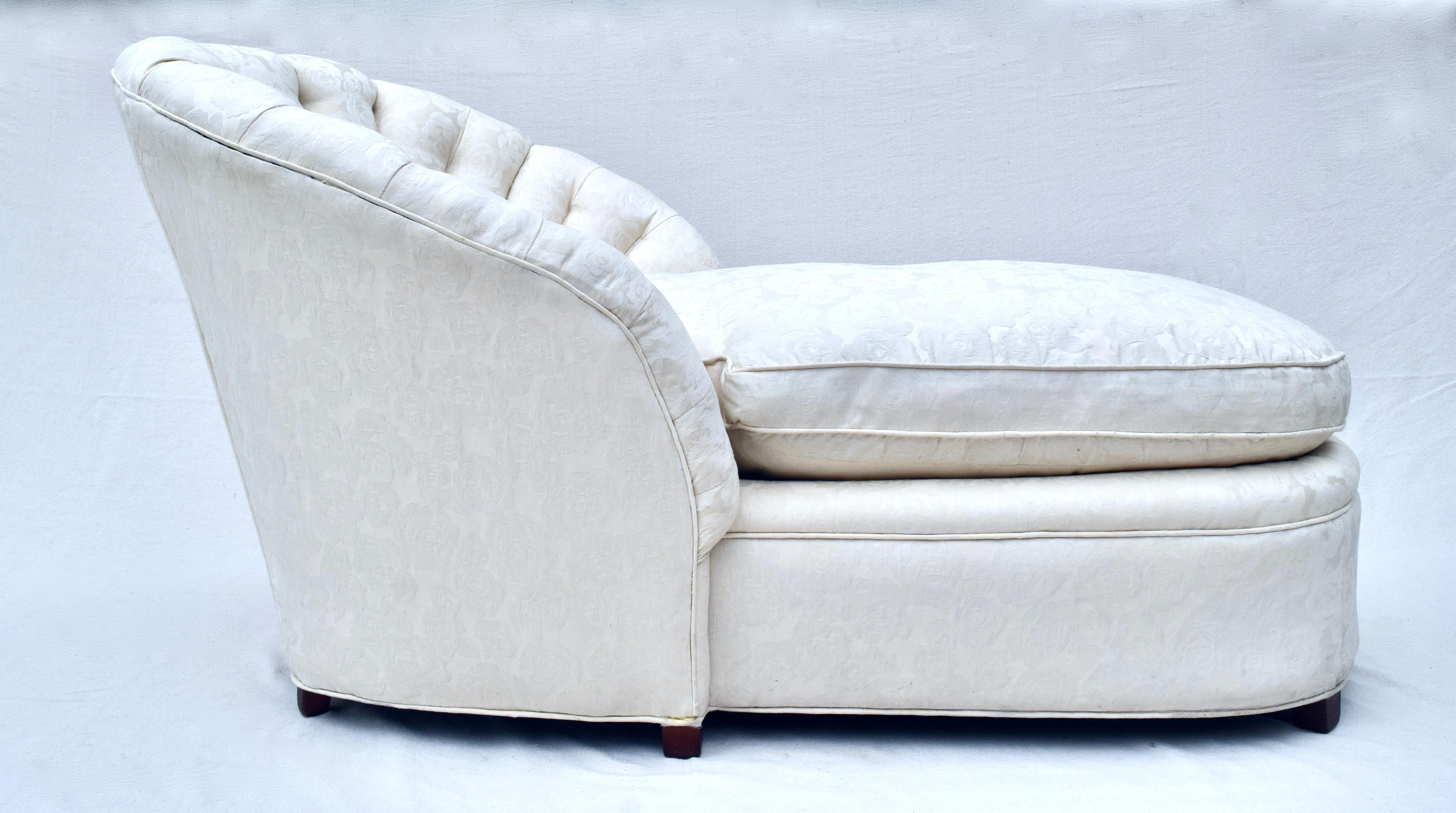 20th Century Scalloped Channel Back Clamshell Form Chaise Lounge