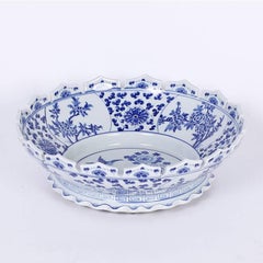 Scalloped Chinese Export Style Blue and White Bowl