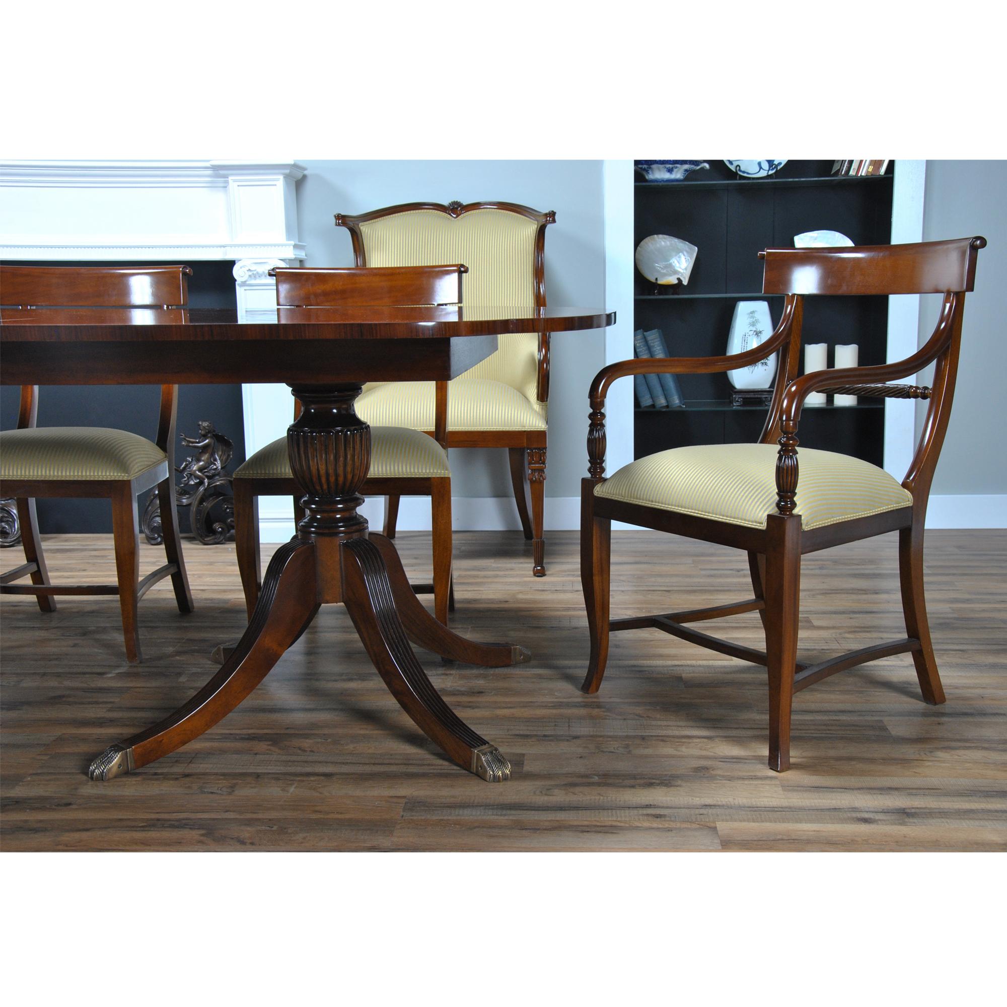 Contemporary Scalloped Corner Mahogany Dining Table  For Sale