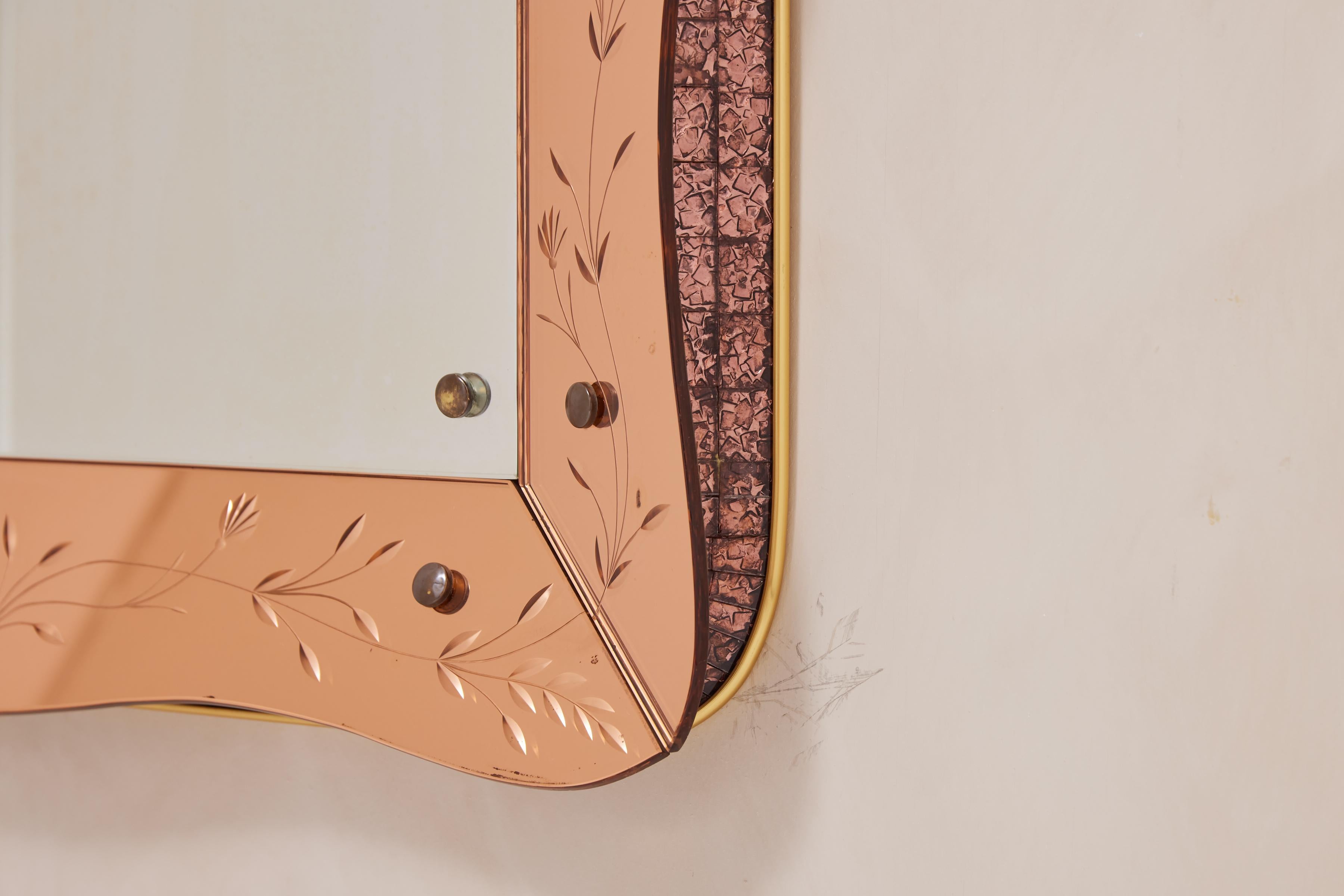 Mid-20th Century Scalloped Cristal Art Mirror