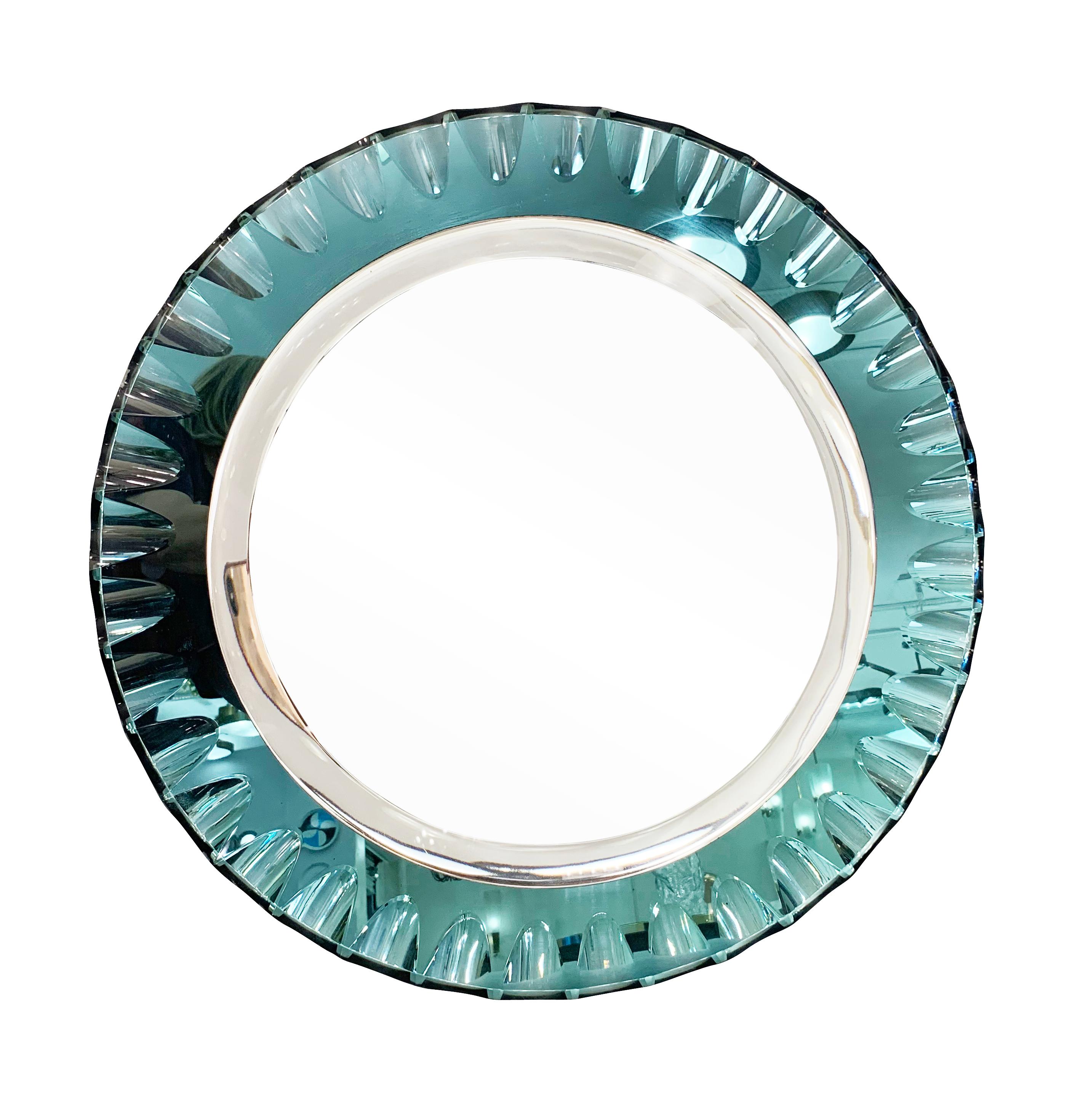 Mid-Century Modern Scalloped Cristal Arte Mirror