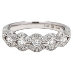 Scalloped Diamond Anniversary Band Ring, 14KT White Gold, Ring