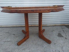 Scalloped Edge Teak Butcher Block Dining Table w/ Leaf