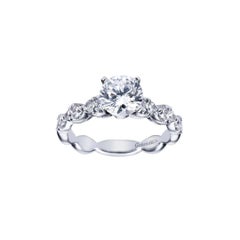 Scalloped Edge White Gold Diamond Engagement Ring