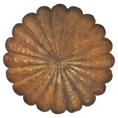 Scalloped Flower Ceiling Light Fixture in Gilt Iron, France 1940s