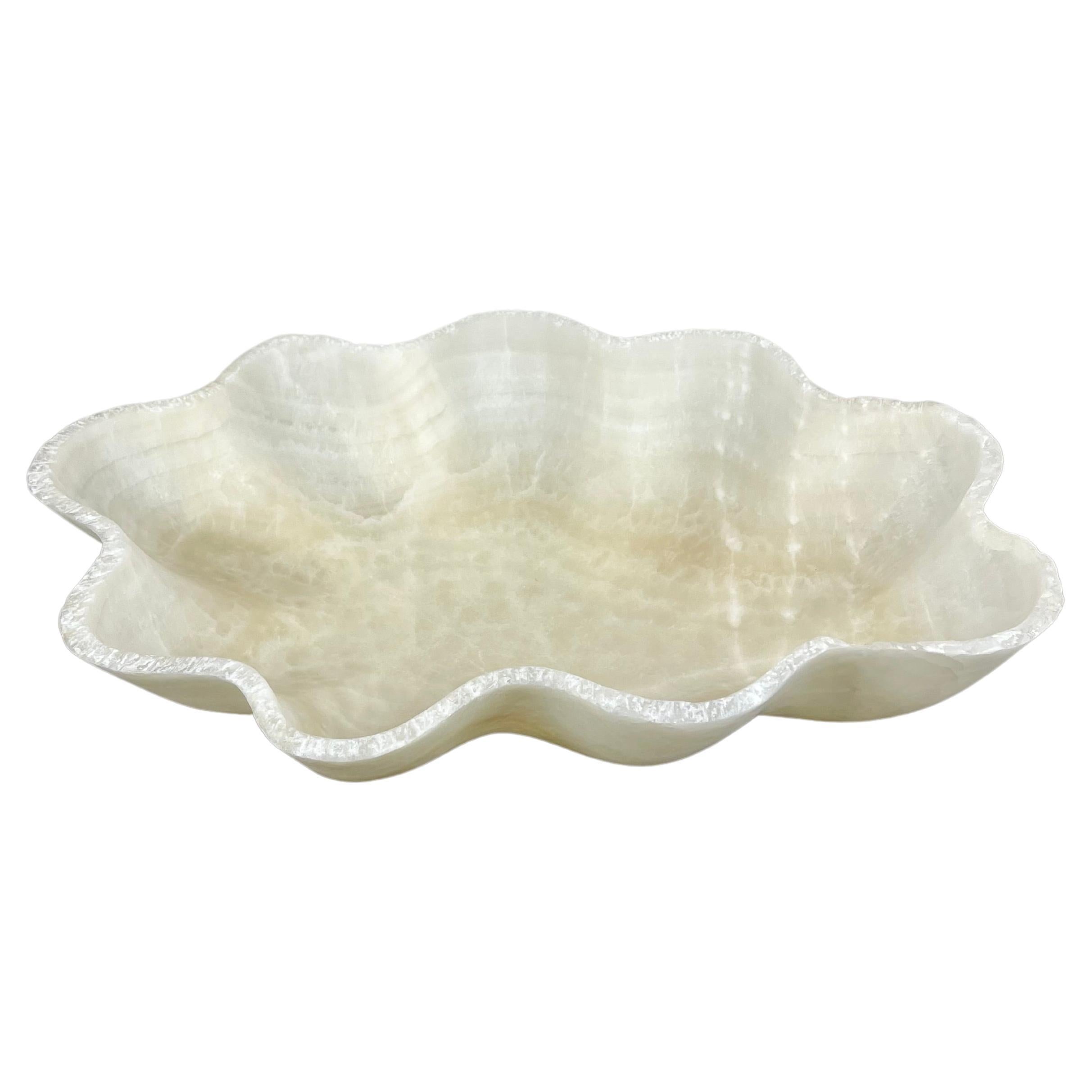 Scalloped Hand-Carved Onyx Bowl