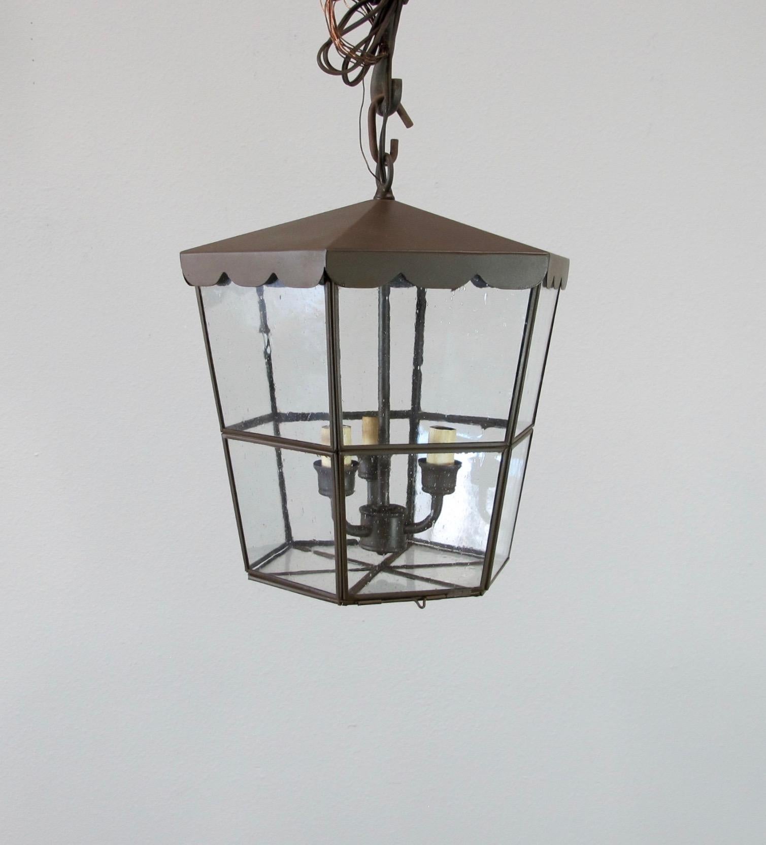 Scalloped Iron & Glass Pendant In New Condition For Sale In Encinitas, CA