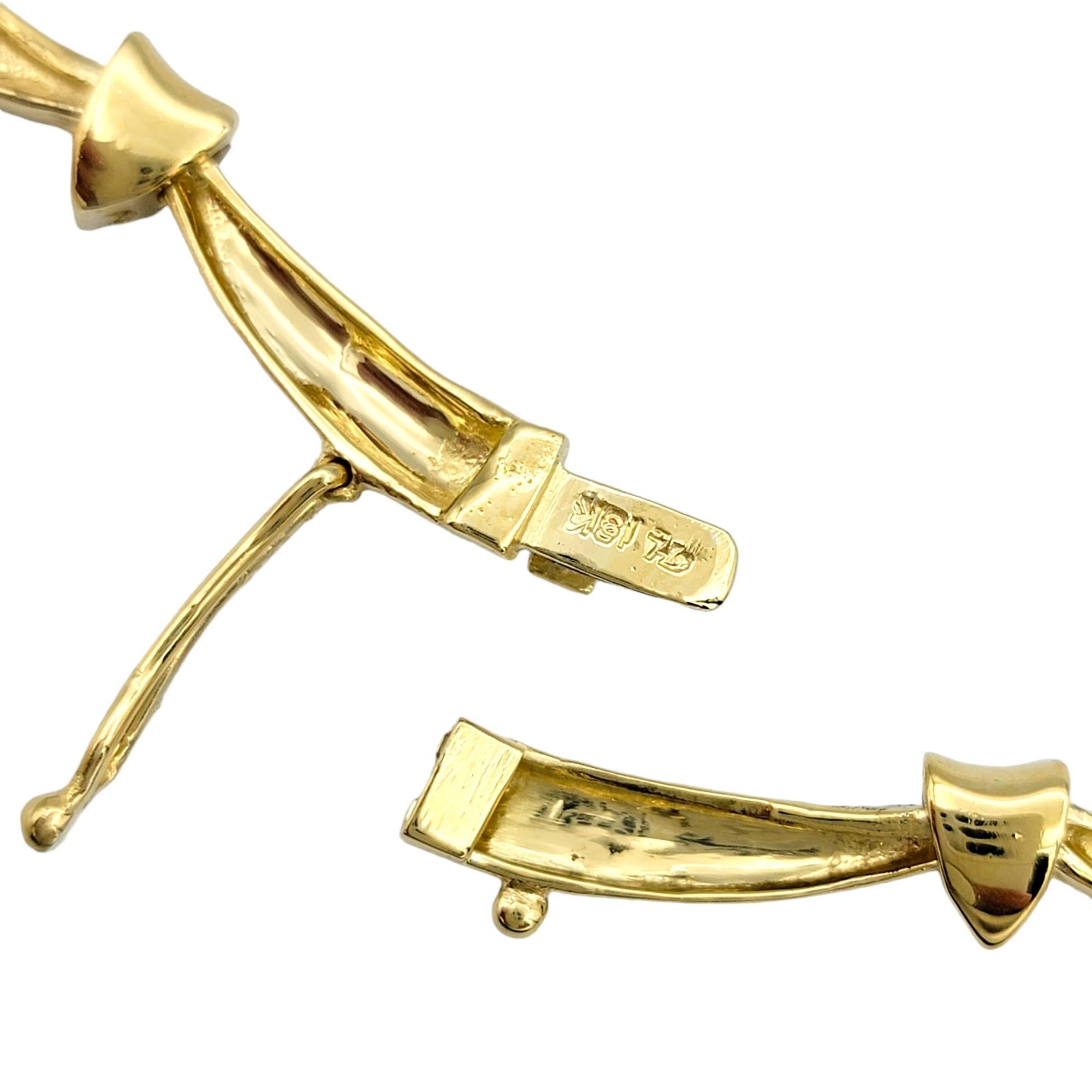 Scalloped Link Choker Necklace with Emeralds and Diamonds 18 Karat Yellow Gold 2