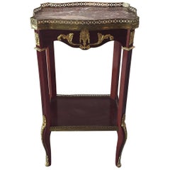 Scalloped Mahogany and Marble Fancy French Side Table
