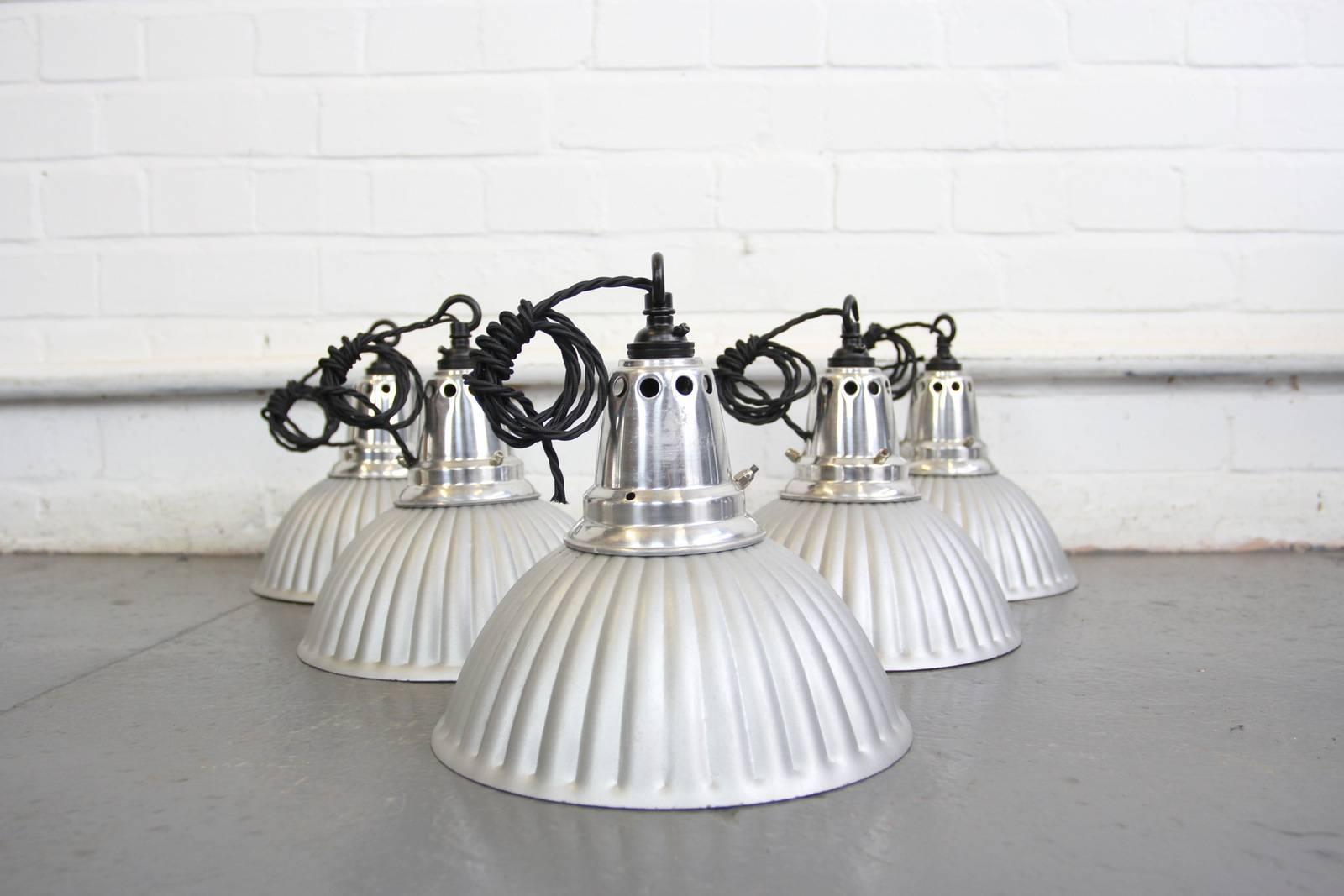 Art Deco Scalloped Mercury Glass Pendant Lights, circa 1920s
