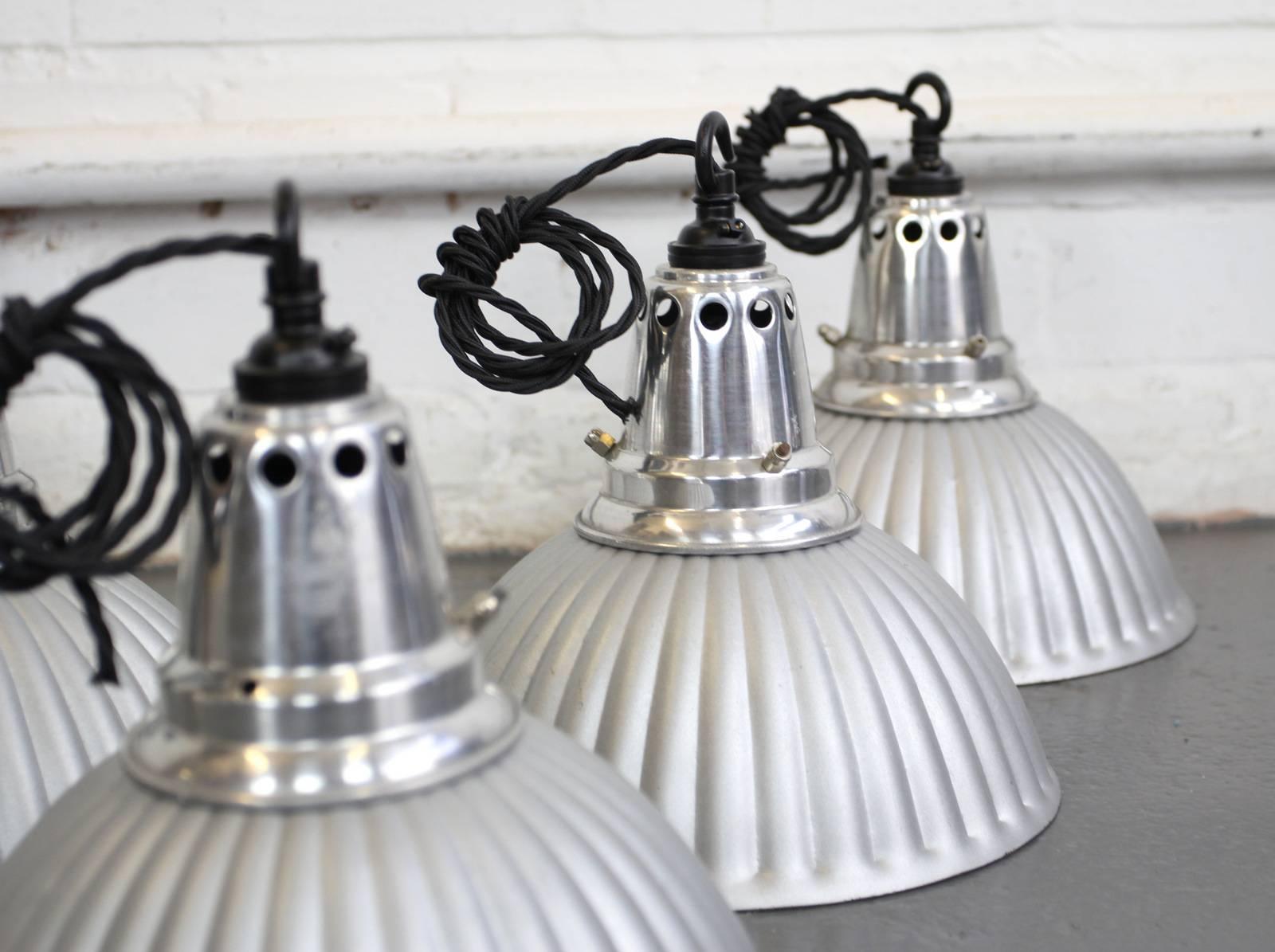 Scalloped Mercury Glass Pendant Lights, circa 1920s In Excellent Condition In Gloucester, GB
