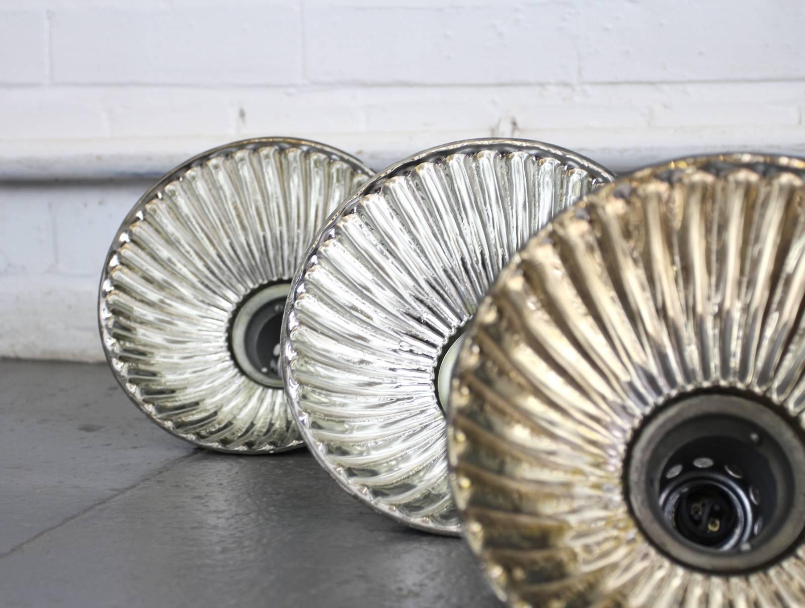 Scalloped Mercury Glass Pendant Lights, circa 1920s 1