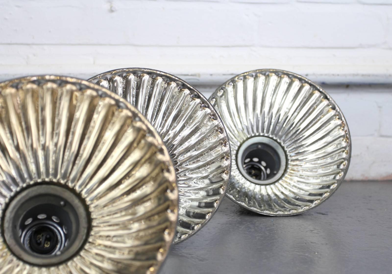 Scalloped Mercury Glass Pendant Lights, circa 1920s 2