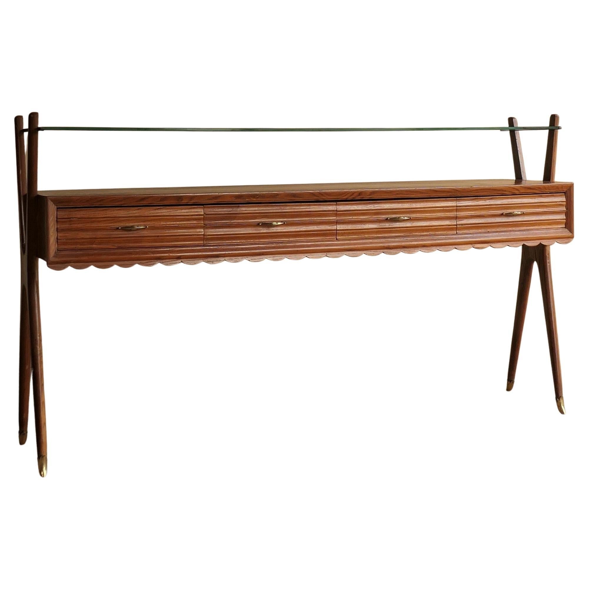 Scalloped Mid Century Console / Sideboard For Sale