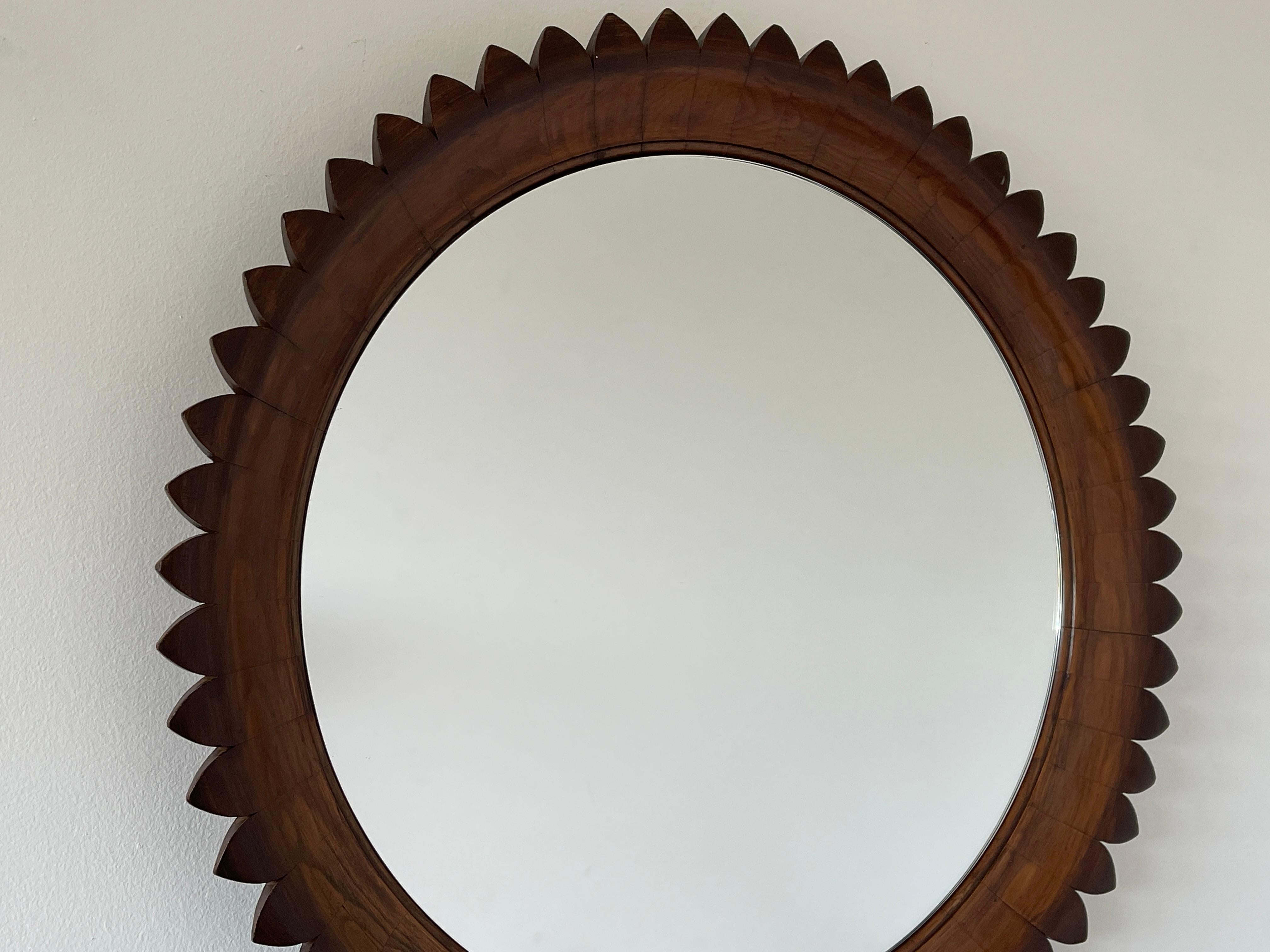Walnut  Scalloped Mirror by Fratelli Marelli