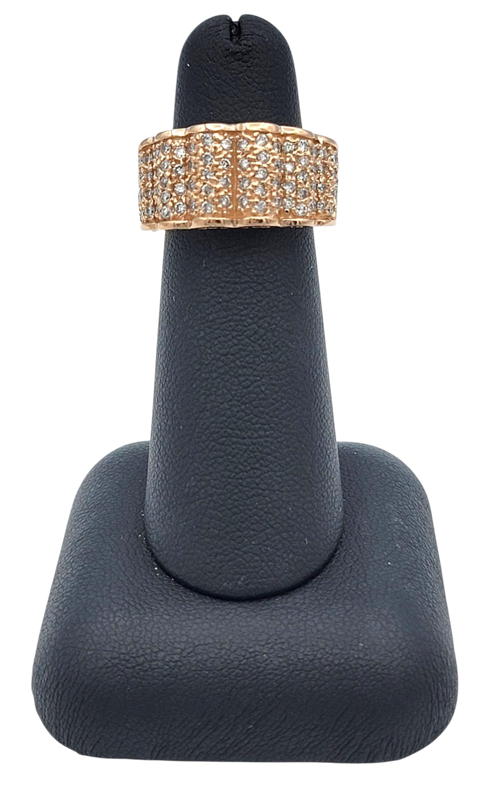Scalloped multi row diamond band ring For Sale 5