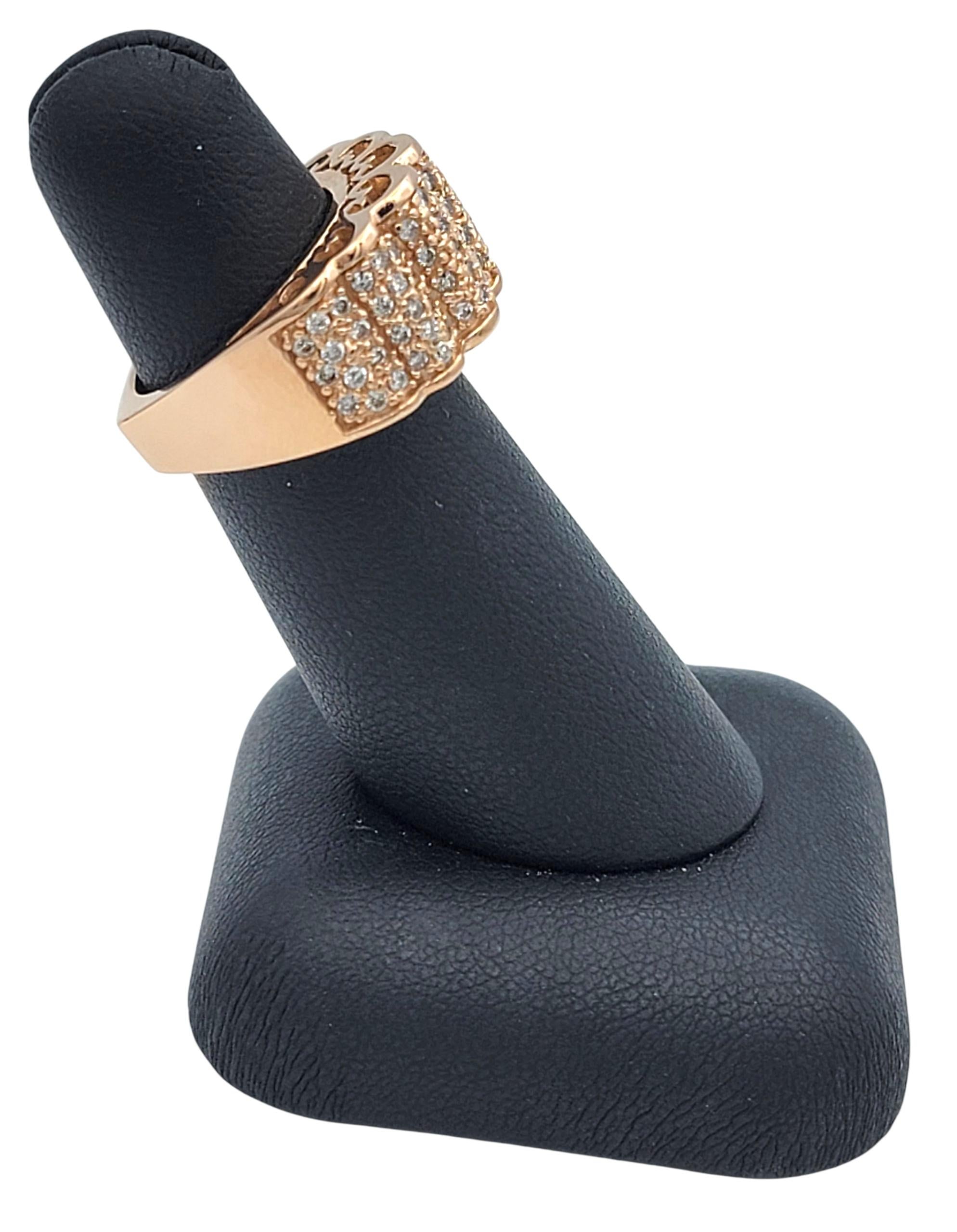 Scalloped multi row diamond band ring For Sale 6