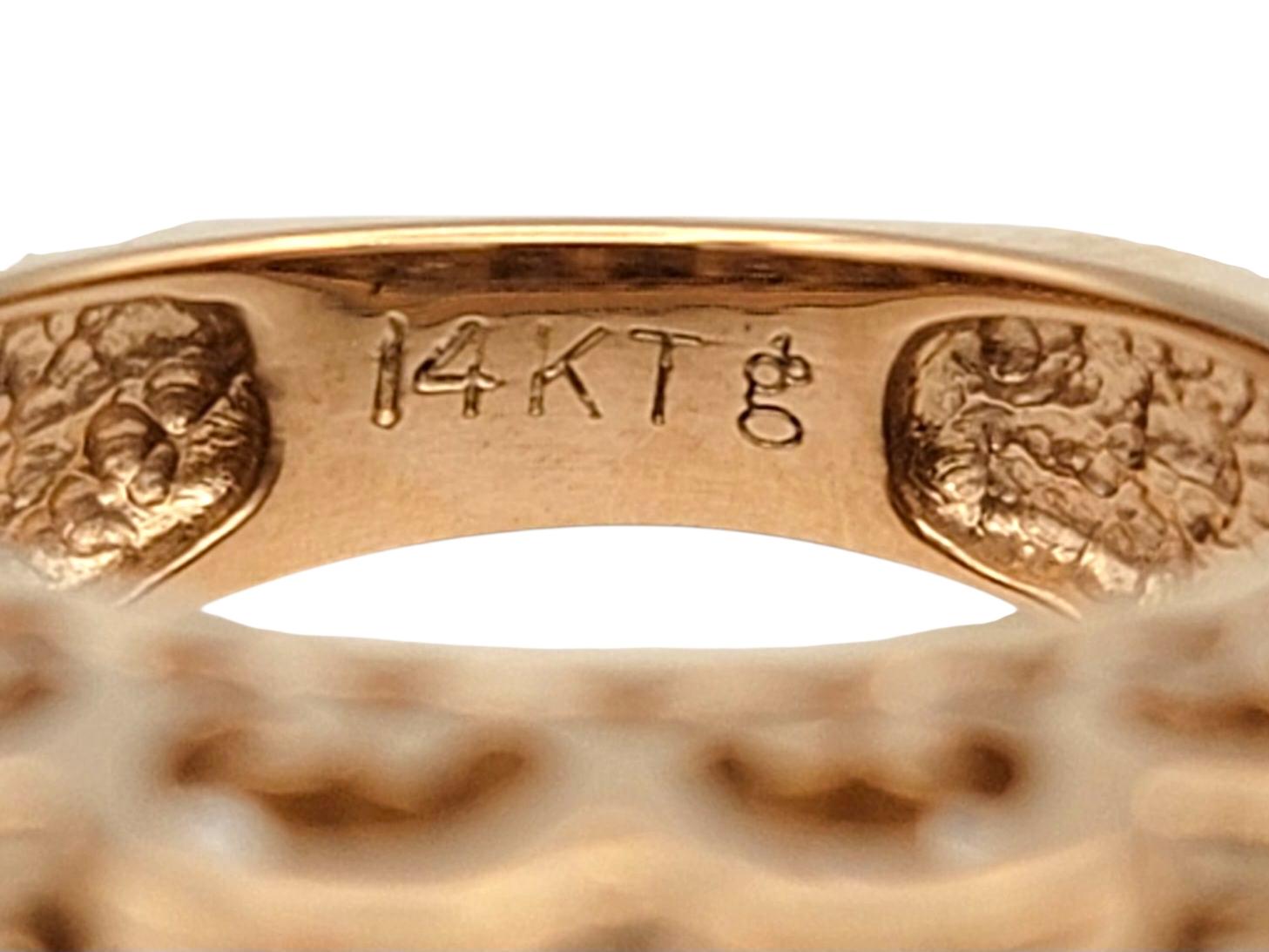 Scalloped multi row diamond band ring For Sale 2