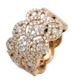 Scalloped Multi Row Diamond Cutout Wide Band Ring In 18 Karat Rose Gold