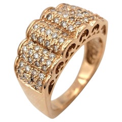 Scalloped Multi Row Pavé Diamond Band Ring in 14 Karat Rose Gold