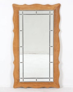Scalloped Oak Mirror attributed to Henning Kjaernulf, Denmark, circa 1960s