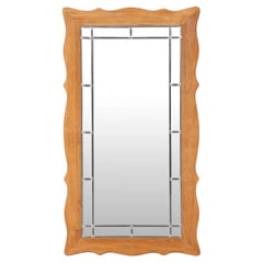 Scalloped Oak Mirror attributed to Henning Kjaernulf, Denmark, circa 1960s