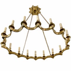 Scalloped Oval Bronze Chandelier